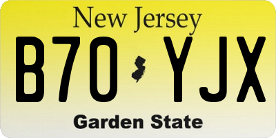 NJ license plate B70YJX