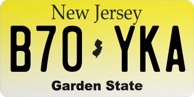 NJ license plate B70YKA