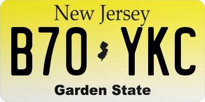 NJ license plate B70YKC