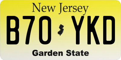 NJ license plate B70YKD