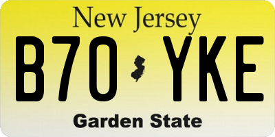 NJ license plate B70YKE