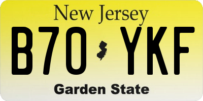 NJ license plate B70YKF