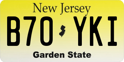 NJ license plate B70YKI