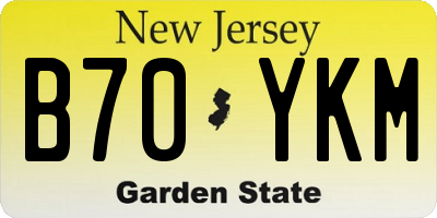 NJ license plate B70YKM