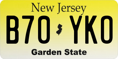 NJ license plate B70YKO