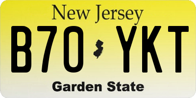 NJ license plate B70YKT