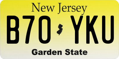 NJ license plate B70YKU