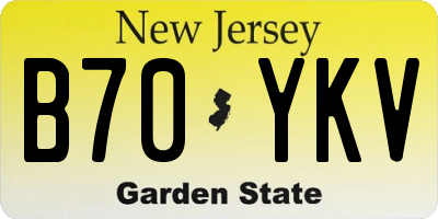 NJ license plate B70YKV