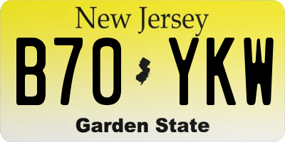NJ license plate B70YKW