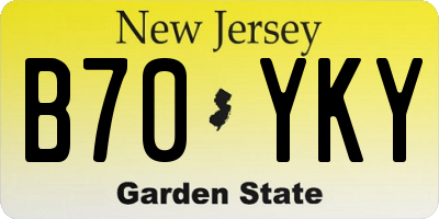 NJ license plate B70YKY