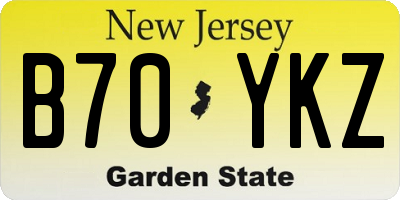NJ license plate B70YKZ