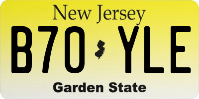 NJ license plate B70YLE