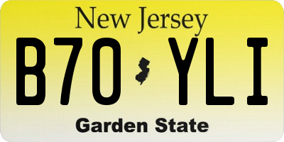 NJ license plate B70YLI