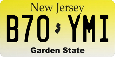 NJ license plate B70YMI