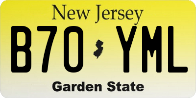NJ license plate B70YML