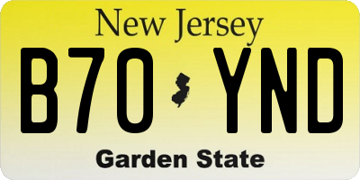 NJ license plate B70YND