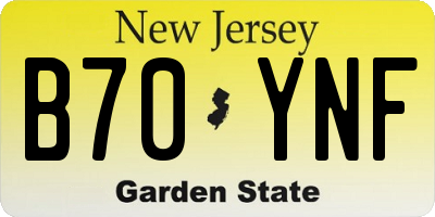 NJ license plate B70YNF