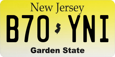 NJ license plate B70YNI