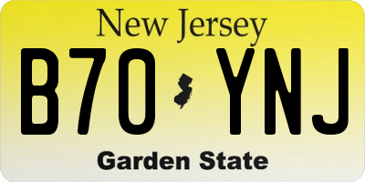 NJ license plate B70YNJ