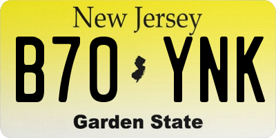 NJ license plate B70YNK