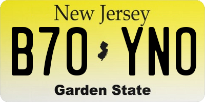 NJ license plate B70YNO