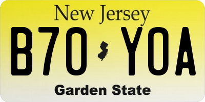 NJ license plate B70YOA
