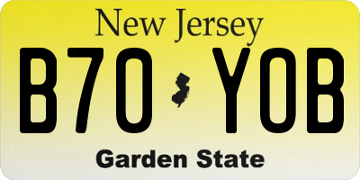 NJ license plate B70YOB