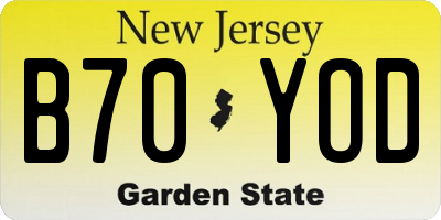 NJ license plate B70YOD