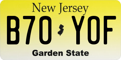 NJ license plate B70YOF