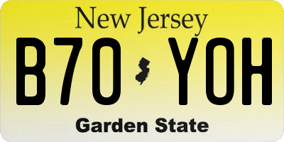 NJ license plate B70YOH