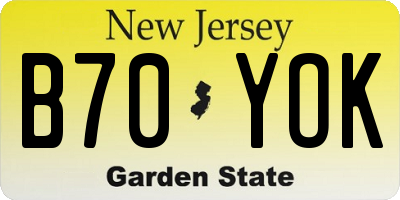 NJ license plate B70YOK