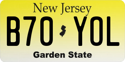 NJ license plate B70YOL