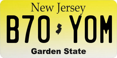 NJ license plate B70YOM