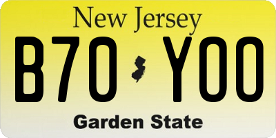 NJ license plate B70YOO