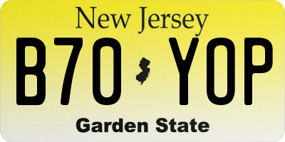 NJ license plate B70YOP