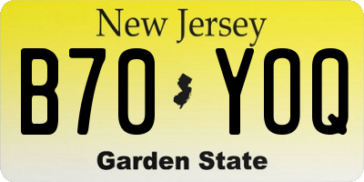 NJ license plate B70YOQ