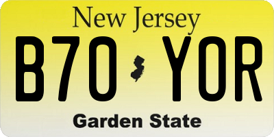NJ license plate B70YOR
