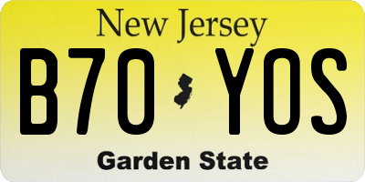 NJ license plate B70YOS
