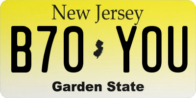 NJ license plate B70YOU