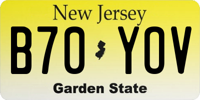 NJ license plate B70YOV