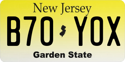 NJ license plate B70YOX