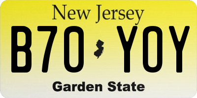 NJ license plate B70YOY