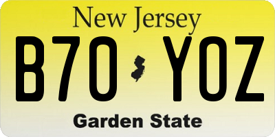 NJ license plate B70YOZ