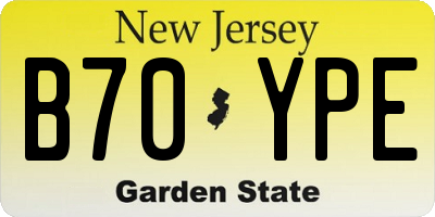 NJ license plate B70YPE