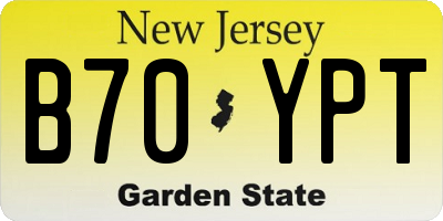 NJ license plate B70YPT