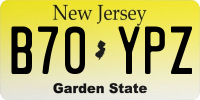 NJ license plate B70YPZ