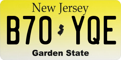 NJ license plate B70YQE