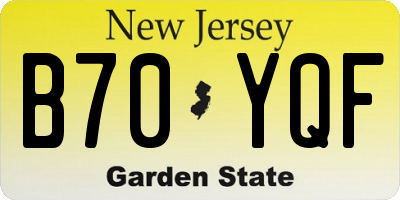 NJ license plate B70YQF
