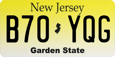 NJ license plate B70YQG