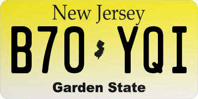 NJ license plate B70YQI